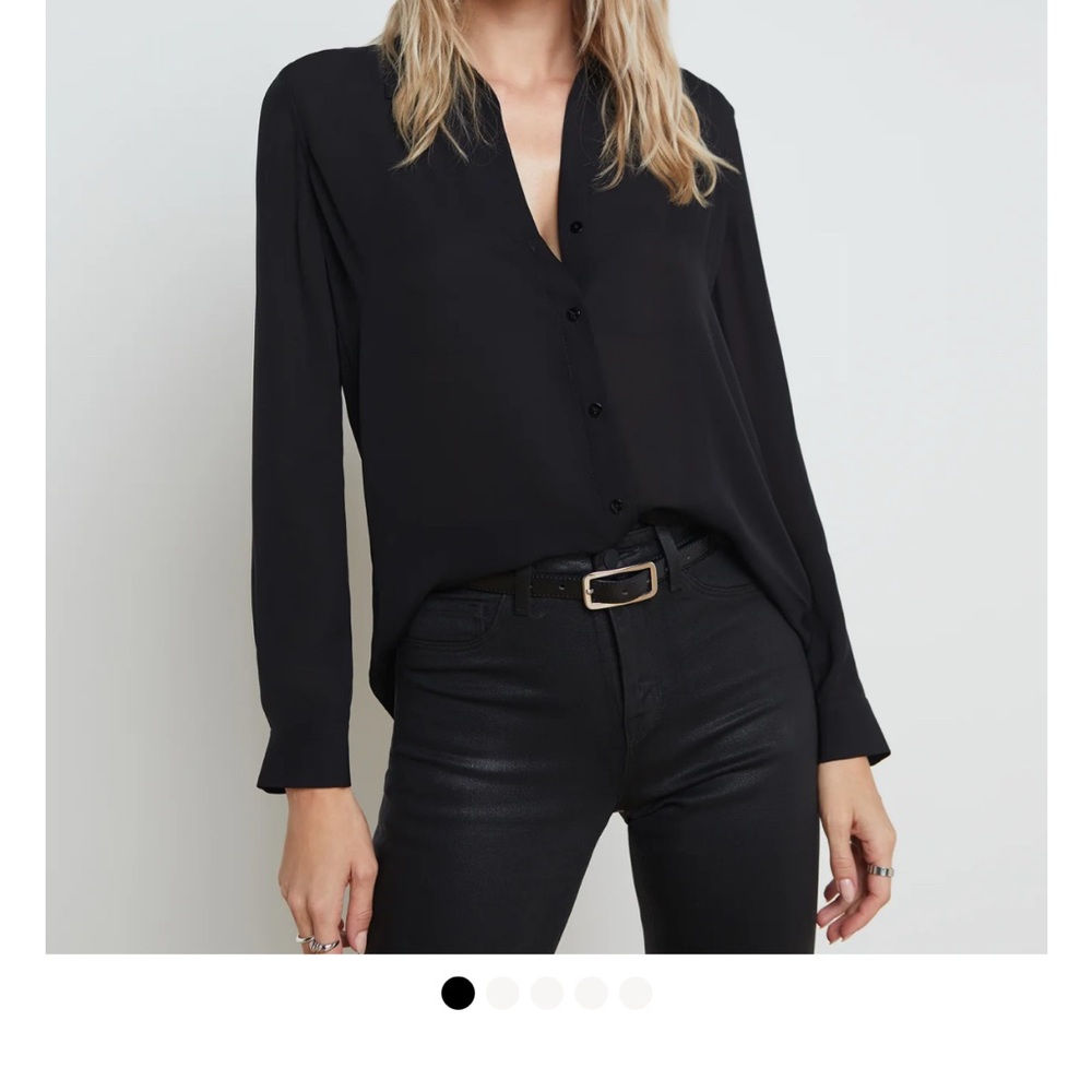L’agence silk Women's Black Button-Up Blouse- NWT!